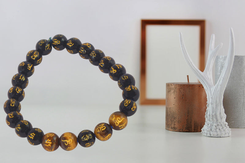 Om Mani Padme Hum Black Tourmaline Bracelet | Brahmatells - BrahmatellsStore