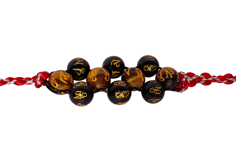 Om Mani Padme Hum Engraved Powerful Black Tourmaline & Tiger Eye Band - BrahmatellsStore