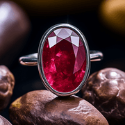 Oval Currant-Red Ruby Manak Ring - Brahmatells Astro Collection - BrahmatellsStore