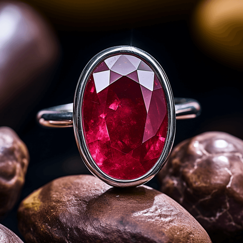 Oval Currant-Red Ruby Manak Ring - Brahmatells Astro Collection - BrahmatellsStore