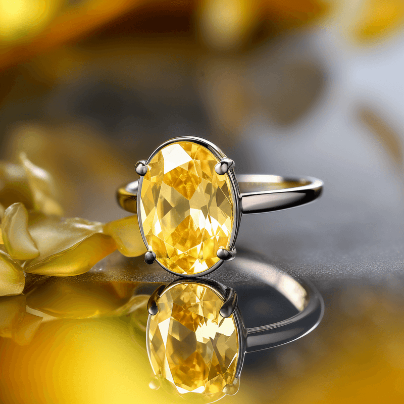 Oval Golden Yellow Sapphire (Pukhraj) Ring - Jupiter's Blessing | Brahmatells - BrahmatellsStore