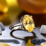 Oval Golden Yellow Sapphire (Pukhraj) Ring - Jupiter's Blessing | Brahmatells - BrahmatellsStore