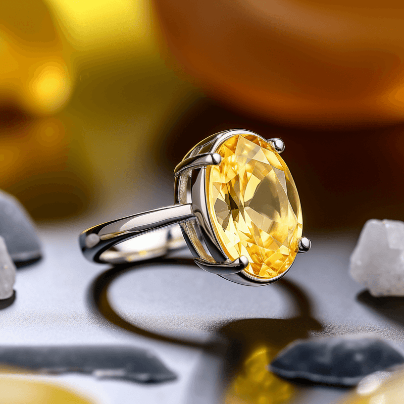 Oval Golden Yellow Sapphire (Pukhraj) Ring - Jupiter's Blessing | Brahmatells - BrahmatellsStore