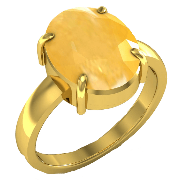 Oval Golden Yellow Sapphire (Pukhraj) Ring - Jupiter's Blessing | Brahmatells - BrahmatellsStore