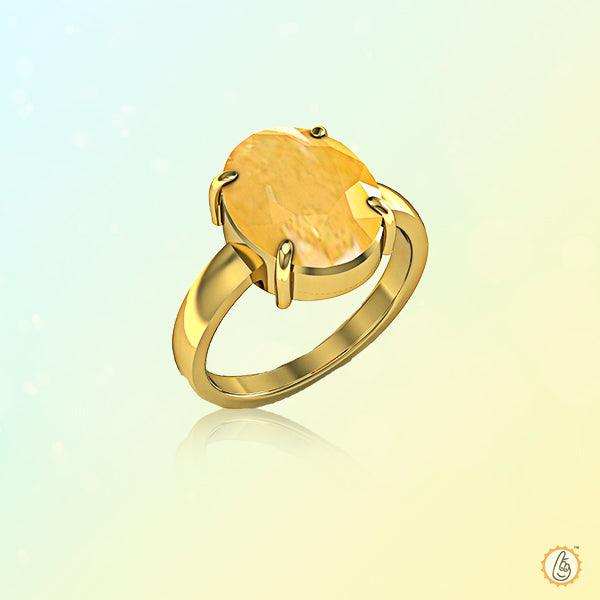 Oval Golden Yellow Sapphire (Pukhraj) Ring - Jupiter's Blessing | Brahmatells - BrahmatellsStore