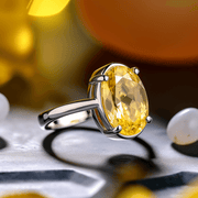 Oval Golden Yellow Sapphire (Pukhraj) Ring - Jupiter's Blessing | Brahmatells - BrahmatellsStore