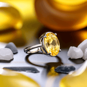 Oval Golden Yellow Sapphire (Pukhraj/Pitambari) Ring - Jupiter's Blessing | Brahmatells - BrahmatellsStore