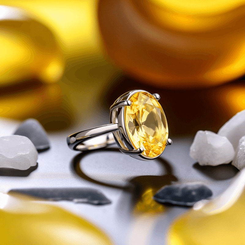 Oval Golden Yellow Sapphire (Pukhraj/Pitambari) Ring - Jupiter's Blessing | Brahmatells - BrahmatellsStore