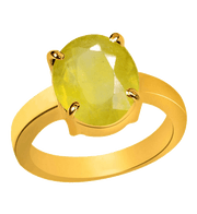 Oval Golden Yellow Sapphire (Pukhraj/Pitambari) Ring - Jupiter's Blessing | Brahmatells - BrahmatellsStore