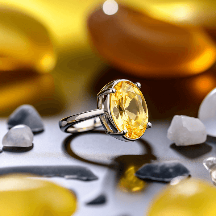 Oval Golden Yellow Sapphire (Pukhraj/Pitambari) Ring - Jupiter's Blessing | Brahmatells - BrahmatellsStore