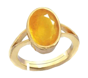 Oval Golden Yellow Sapphire Ring - Jupiter's Elegance | Brahmatells - BrahmatellsStore