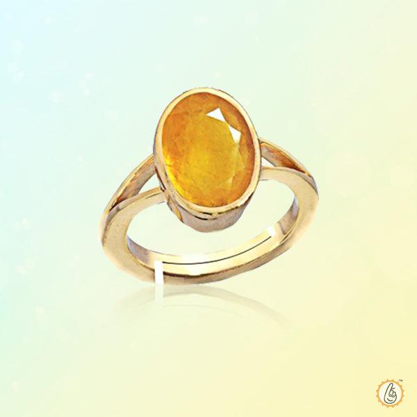 Oval Golden Yellow Sapphire Ring - Jupiter's Elegance | Brahmatells - BrahmatellsStore