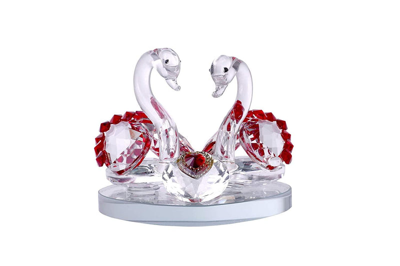 Pair of Crystal Mandarin Ducks for Togetherness, Eternal Love and Faith in Relationship. Handcrafted Crystal Glass Figurine for Vastu Remedy, Office and Home Decor. - BrahmatellsStore