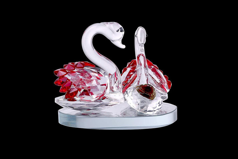 Pair of Crystal Mandarin Ducks for Togetherness, Eternal Love and Faith in Relationship. Handcrafted Crystal Glass Figurine for Vastu Remedy, Office and Home Decor. - BrahmatellsStore