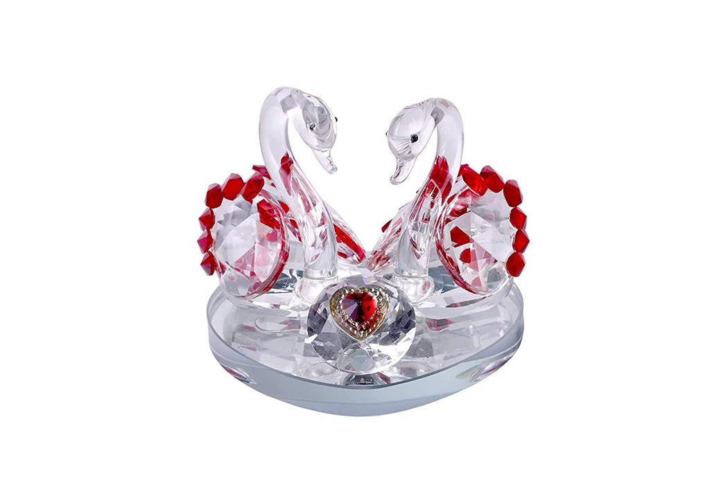 Pair of Crystal Mandarin Ducks for Togetherness, Eternal Love and Faith in Relationship. Handcrafted Crystal Glass Figurine for Vastu Remedy, Office and Home Decor. - BrahmatellsStore