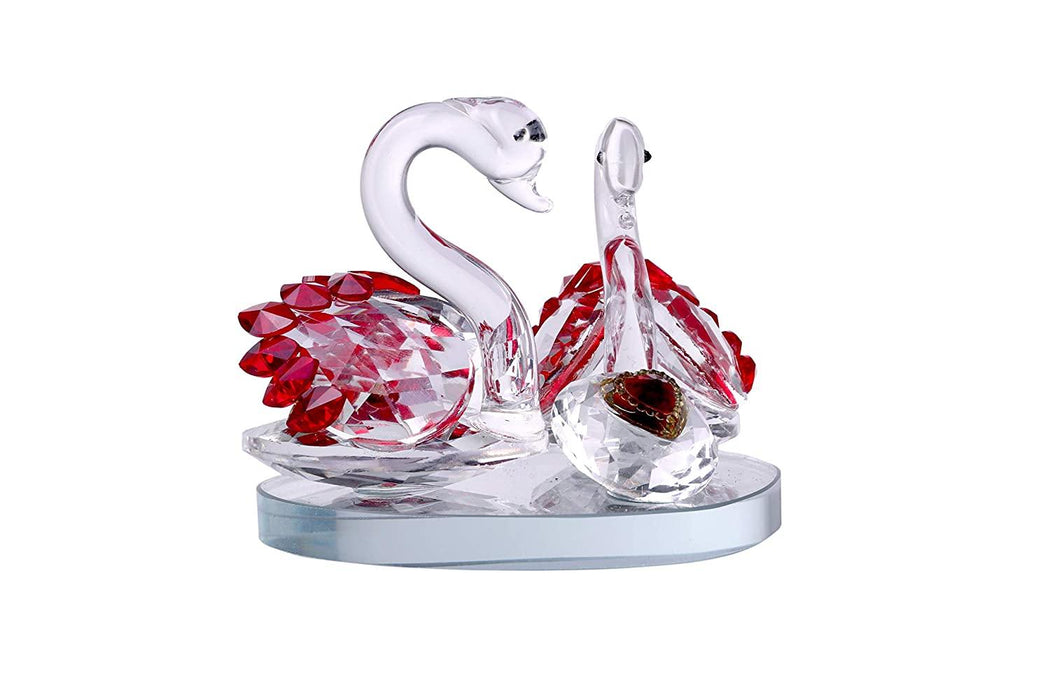 Pair of Crystal Mandarin Ducks for Togetherness, Eternal Love and Faith in Relationship. Handcrafted Crystal Glass Figurine for Vastu Remedy, Office and Home Decor. - BrahmatellsStore