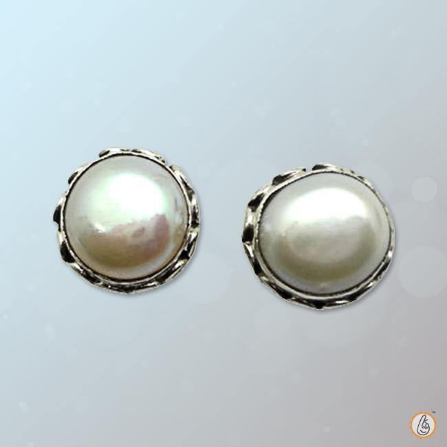 Pearl cream-earings BTP115ESM - BrahmatellsStore