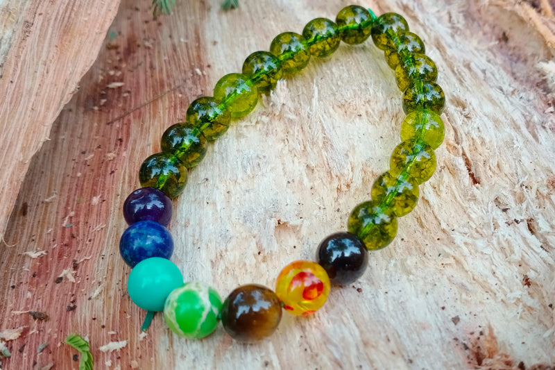 Peridot Bracelet with 7 Chakra - BrahmatellsStore