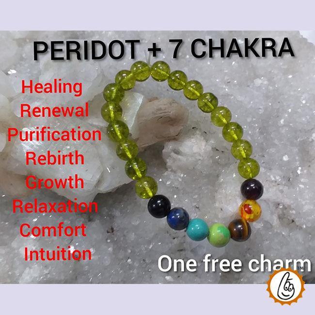Peridot Bracelet with 7 Chakra - BrahmatellsStore