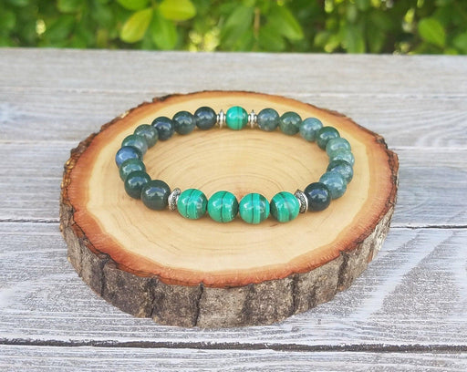 Personal Growth Bracelet - Malachite & Moss Agate | Brahmatells - BrahmatellsStore