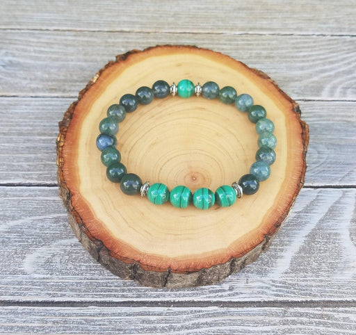 Personal Growth Bracelet - Malachite & Moss Agate | Brahmatells - BrahmatellsStore