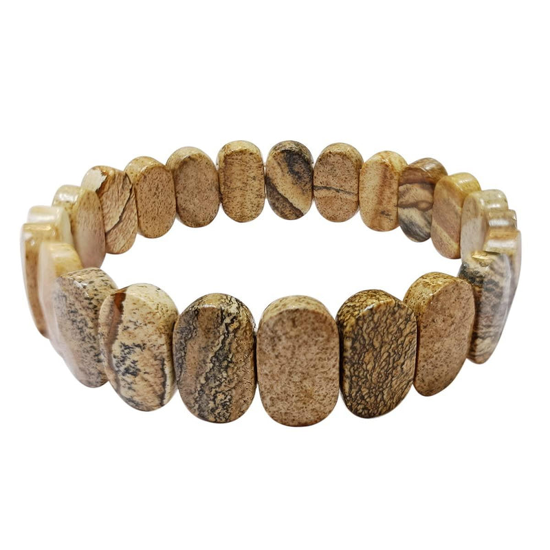 Picture Jasper Oval Faceted Bracelet - BrahmatellsStore