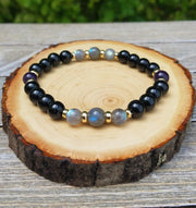 Protection Bracelet - Aura Protection, Empath Protection, Psychic Protection, Labradorite, Black Tourmaline - BrahmatellsStore