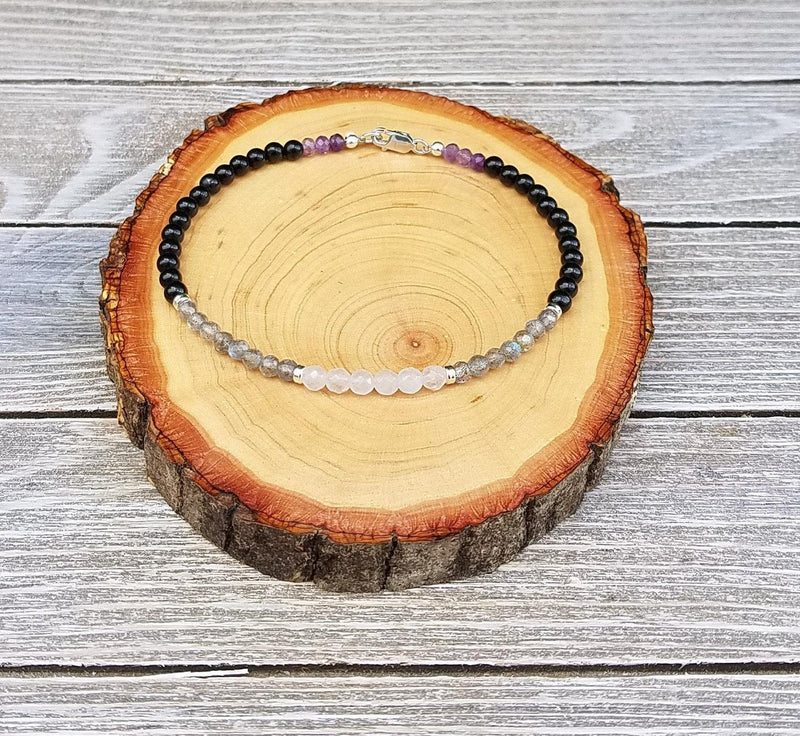 Protection Bracelet - Aura Protection, Negative Energy Protection, Empath Protection, Labradorite, Amethyst - BrahmatellsStore