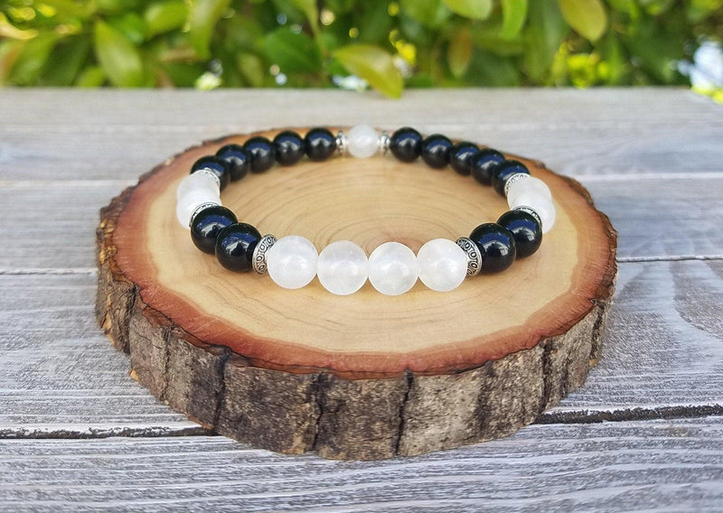 Protection Bracelet - Aura Protection, Negative Energy Protection, Psychic Protection, Empath Protection, Selenite, - BrahmatellsStore