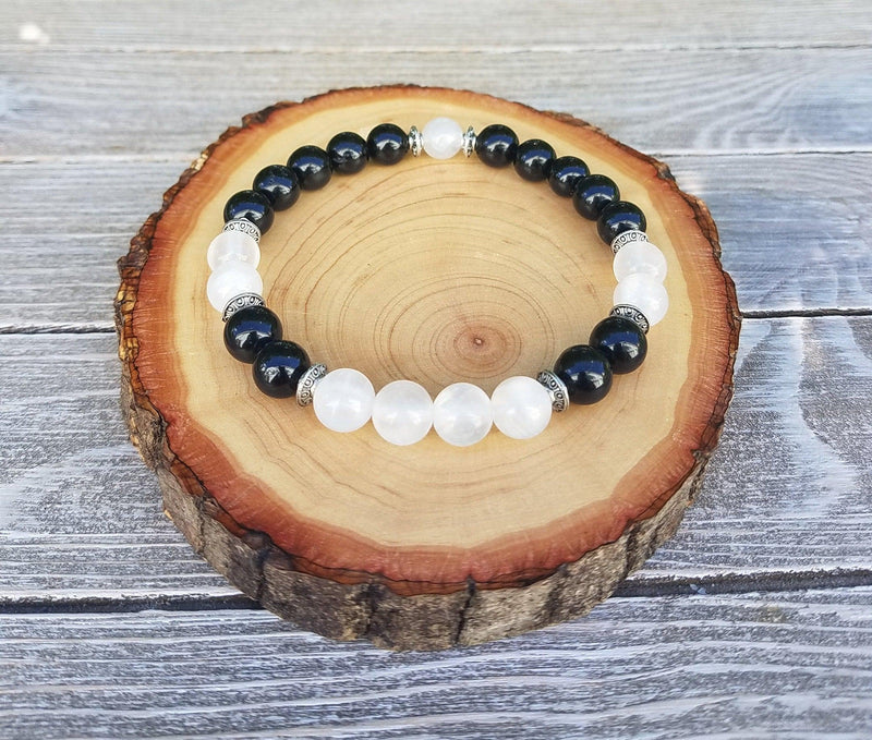 Protection Bracelet - Aura Protection, Negative Energy Protection, Psychic Protection, Empath Protection, Selenite, - BrahmatellsStore