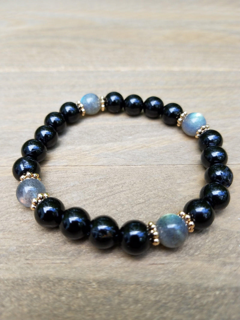 Protection Bracelet - Empath Protection, Negative Energy Protection, Psychic Protection, Labradorite, Black Tourmaline - BrahmatellsStore