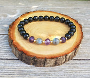 Psychic Protection Bracelet - Empath Support, Aura Protection, Negative Energy Protection, Labradorite, Amethyst, Black Tourmaline - BrahmatellsStore