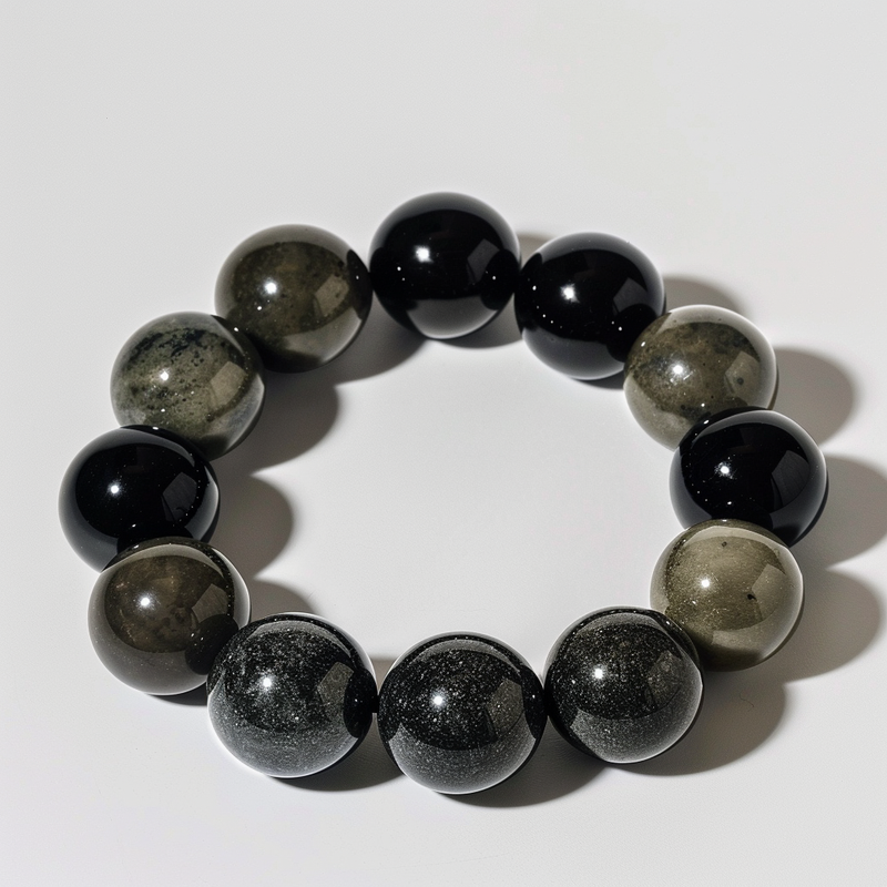 Pyrite and Black Obsidian Bracelet - Elegant Protection - BrahmatellsStore