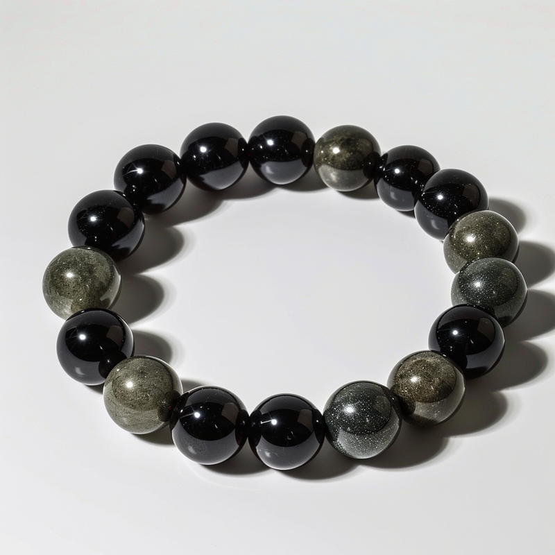 Pyrite and Black Obsidian Bracelet - Elegant Protection - BrahmatellsStore