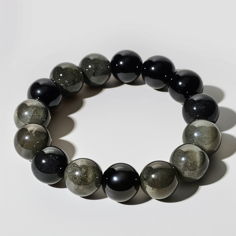 Pyrite and Black Obsidian Bracelet - Elegant Protection - BrahmatellsStore