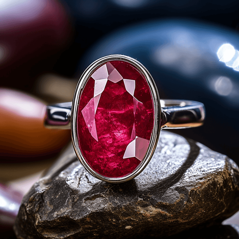 Radiant Wine-Red Ruby Manak Ring - Embrace the Sun's Power | Brahmatells - BrahmatellsStore