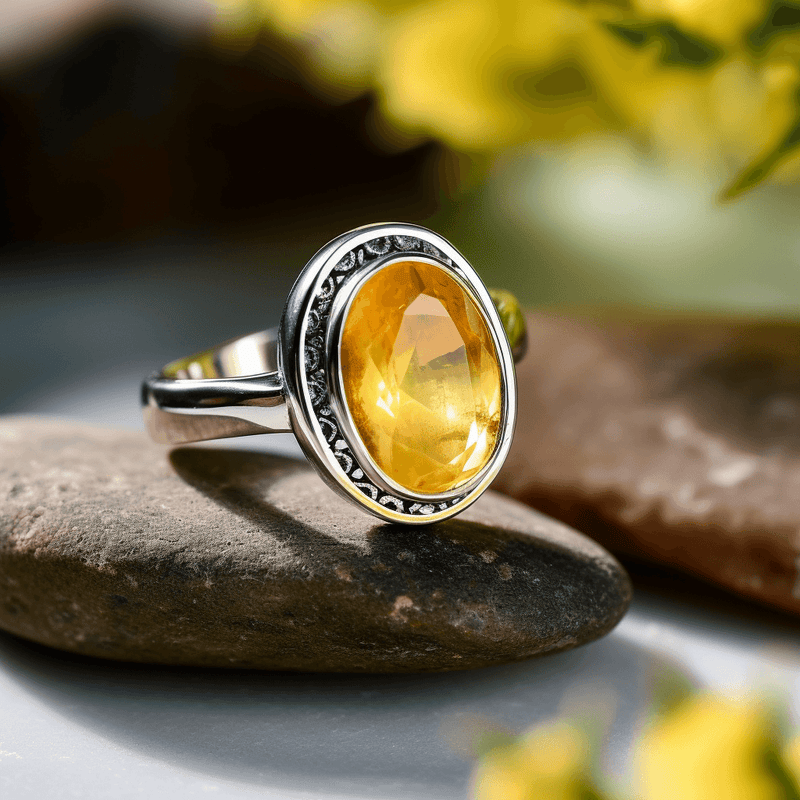 Radiant Yellow Sapphire Round Ring - Jupiter's Blessing | Brahmatells - BrahmatellsStore