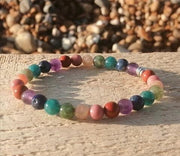 Rainbow Gemstone, Chakra Bracelet, Natural Crystals, Beaded Bracelet, Positive Energy, Balancing & Harmony, Yoga - BrahmatellsStore