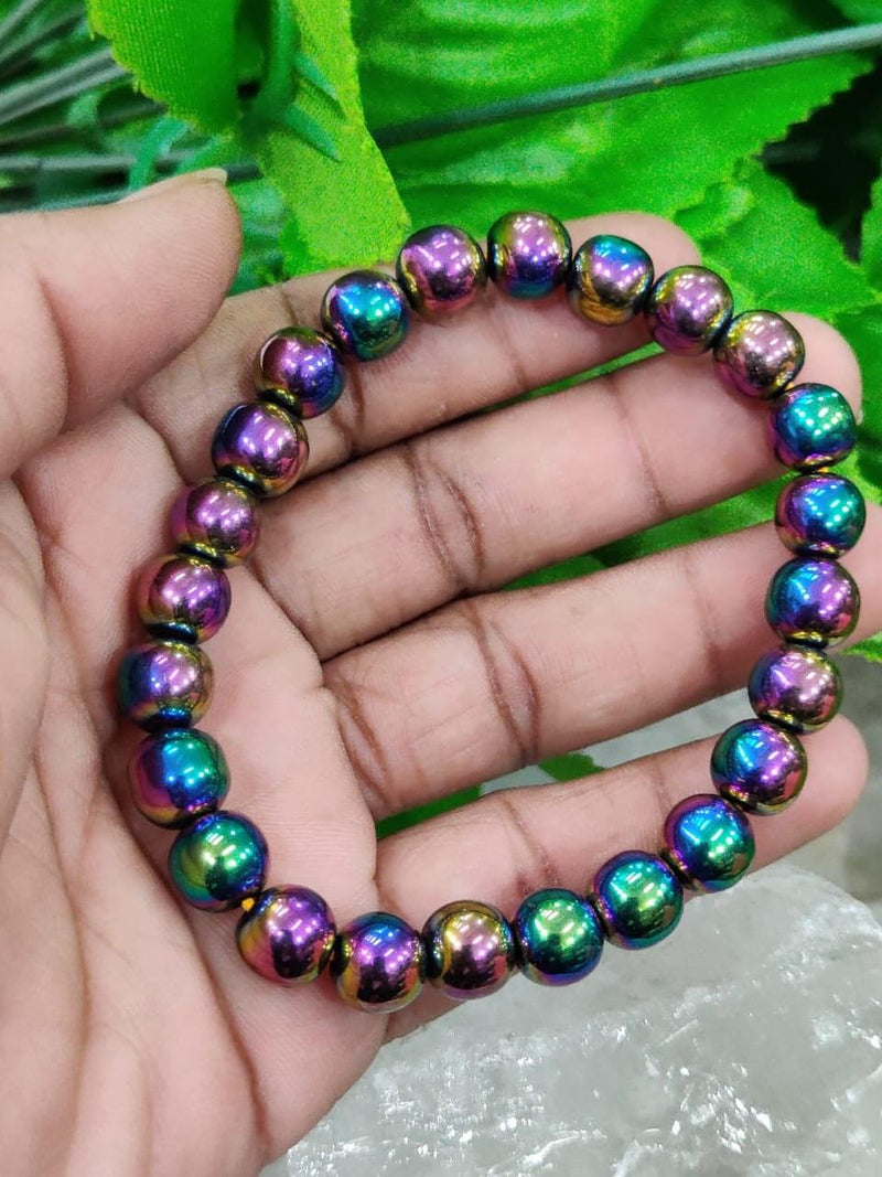 Rainbow Titanium Quartz Stone Bracelet 8 MM Healing Crystal - BrahmatellsStore