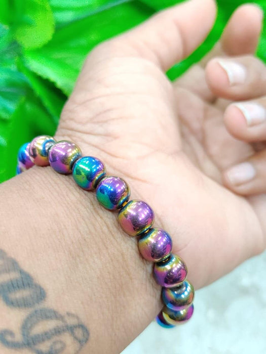 Rainbow Titanium Quartz Stone Bracelet 8 MM Healing Crystal - BrahmatellsStore