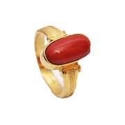 Red Coral Capsule-Crimson-Red Ring in Golden Setting | Brahmatells - BrahmatellsStore