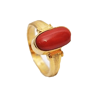 Red Coral Capsule-Crimson-Red Ring in Golden Setting | Brahmatells - BrahmatellsStore