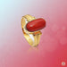 Red Coral Capsule-Crimson-Red Ring in Golden Setting | Brahmatells - BrahmatellsStore