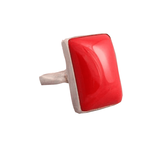 Red Coral Mars Ring in Silver | Brahmatells - BrahmatellsStore