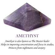 Reiki Crystal Products Natural Crystal Stone Amethyst Pyramid, Standard, Purple. - BrahmatellsStore