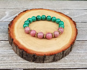 Rhodonite and Malachite Bracelet - Heart Healing Bracelet - BrahmatellsStore