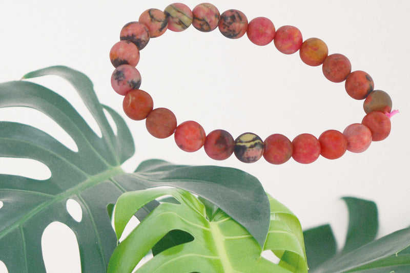 Rhodonite Beads Bracelet | Heart Chakra Healing | Brahmatells - BrahmatellsStore