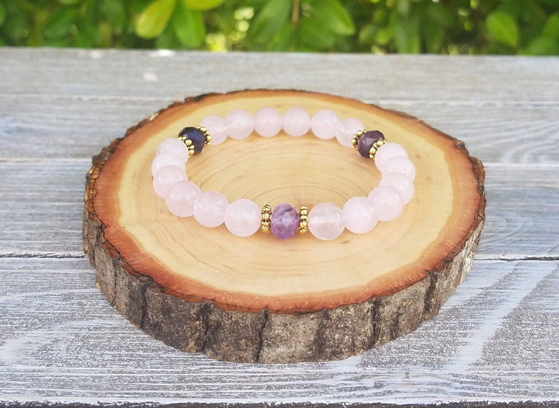 Rose Quartz & Amethyst Love Attraction Bracelet | Brahmatells - BrahmatellsStore
