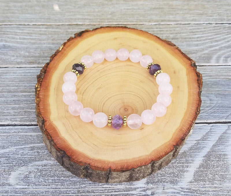 Rose Quartz & Amethyst Love Attraction Bracelet | Brahmatells - BrahmatellsStore