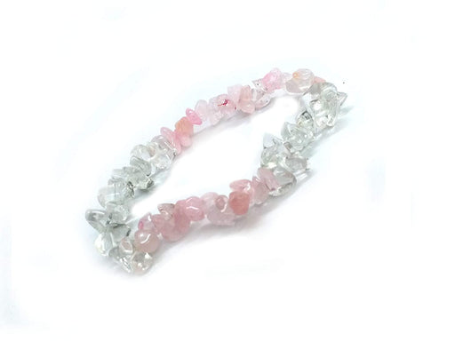 Rose Quartz & Clear Quartz Crystal Chip Stretch Bracelet for Men & Women - BrahmatellsStore